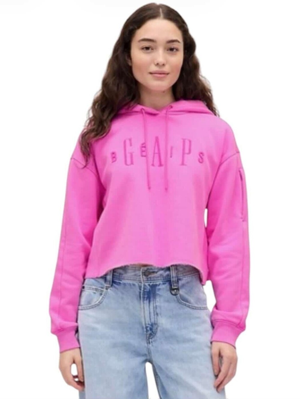 BEIS x GAP ($175) Cropped Logo Hoodie Sweatshirt Pink Limited Edition Collab